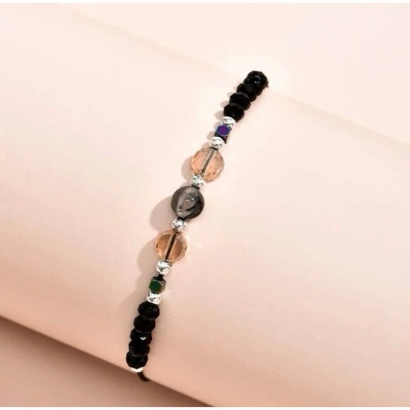 NEW Black Beaded Ankle Bracelet Jewelry - Picture 2 of 3